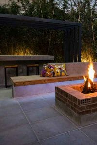 Outdoor bar with fire pit